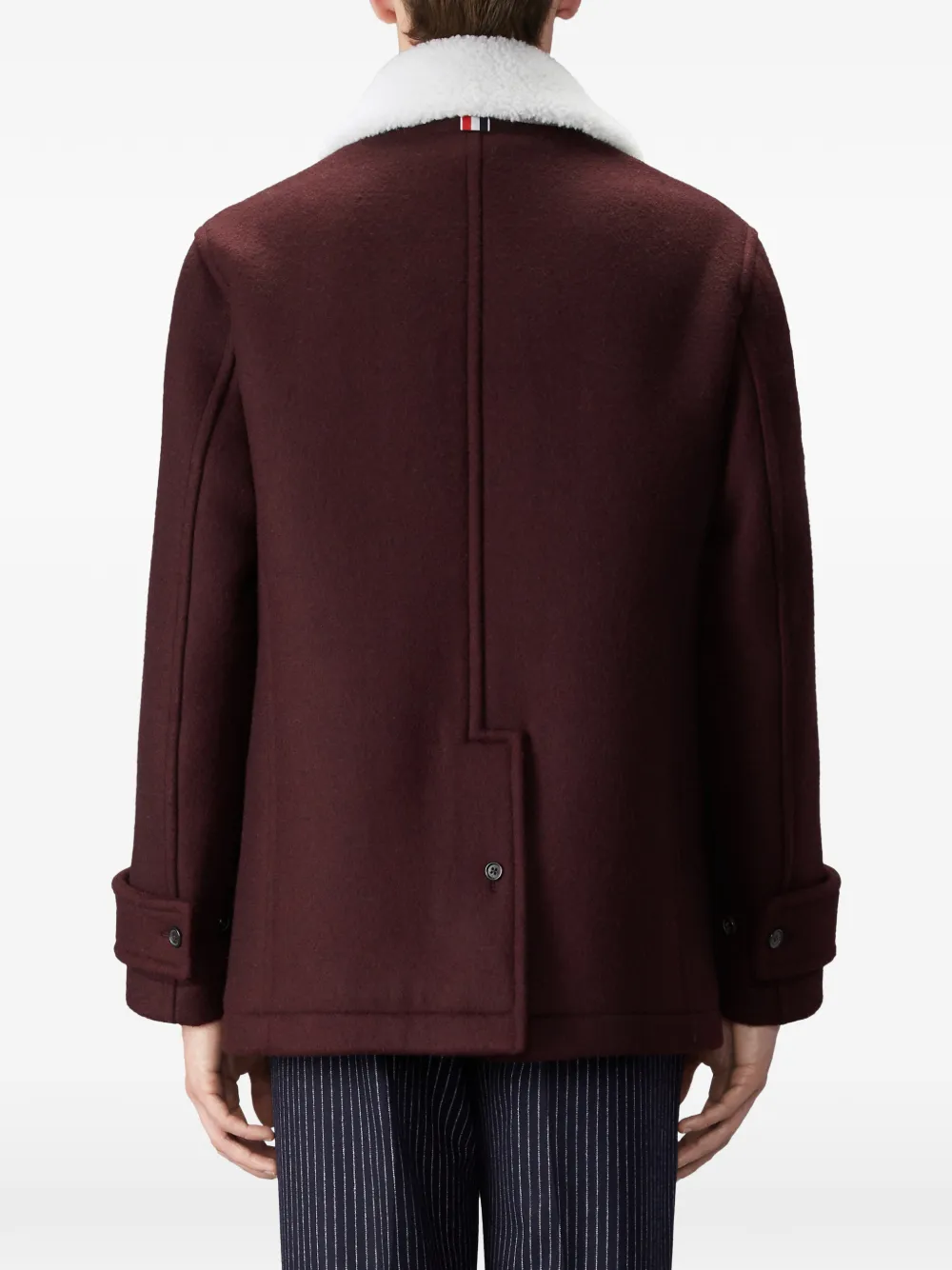 Thom Browne Double Face Melton brede schouderjas Rood