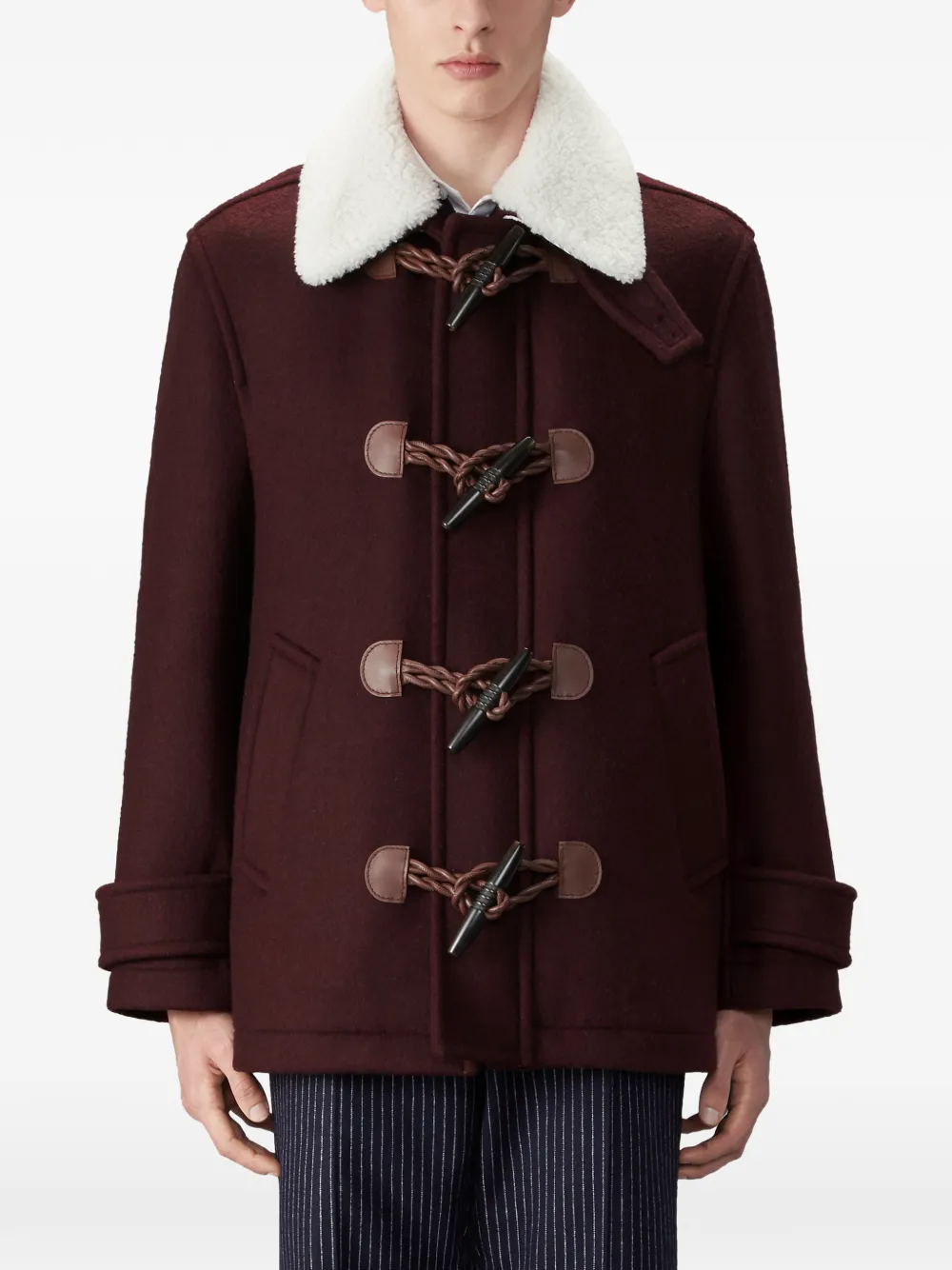 Thom Browne Double Face Melton brede schouderjas Rood