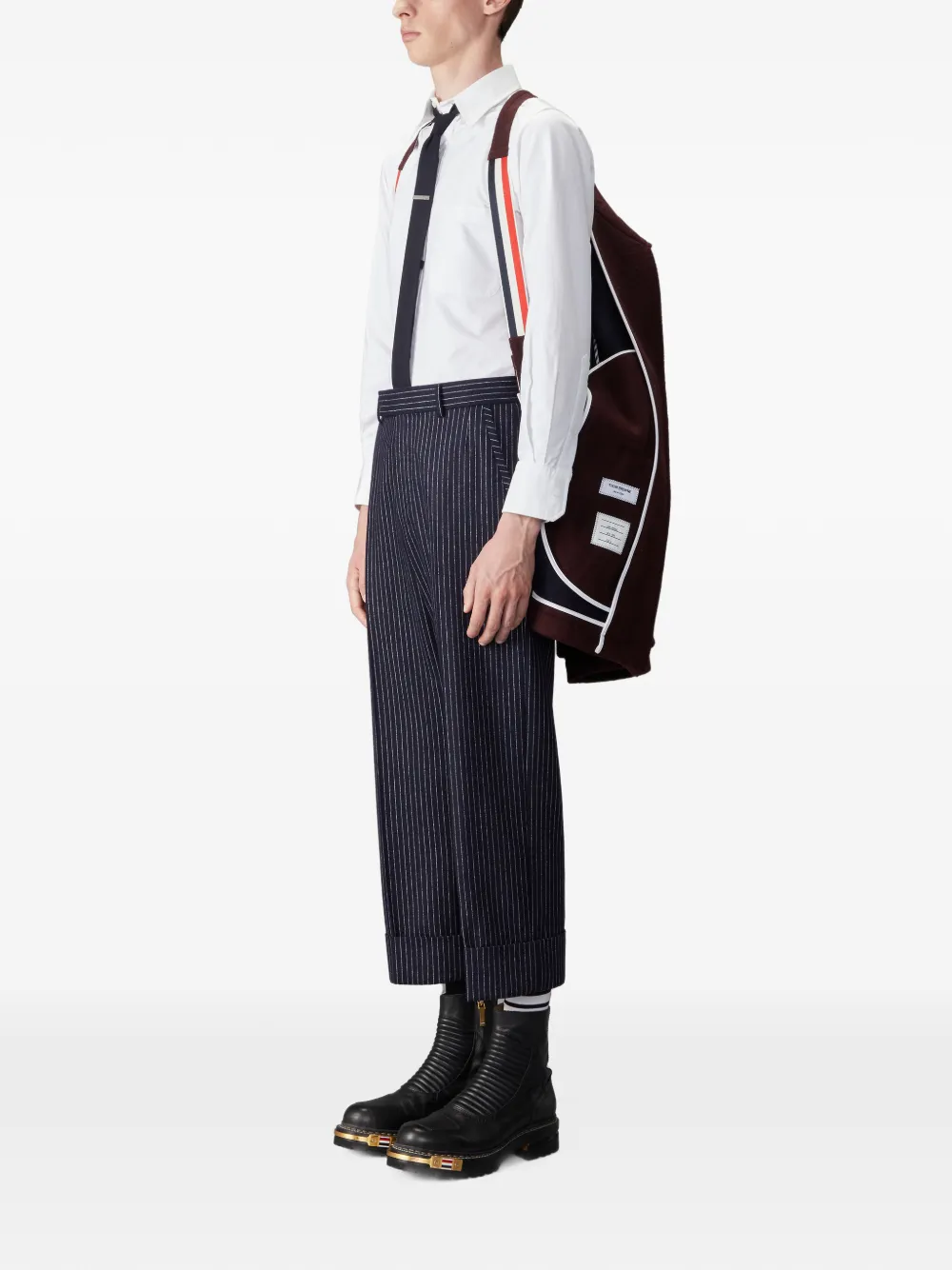 Thom Browne Double Face Melton brede schouderjas Rood