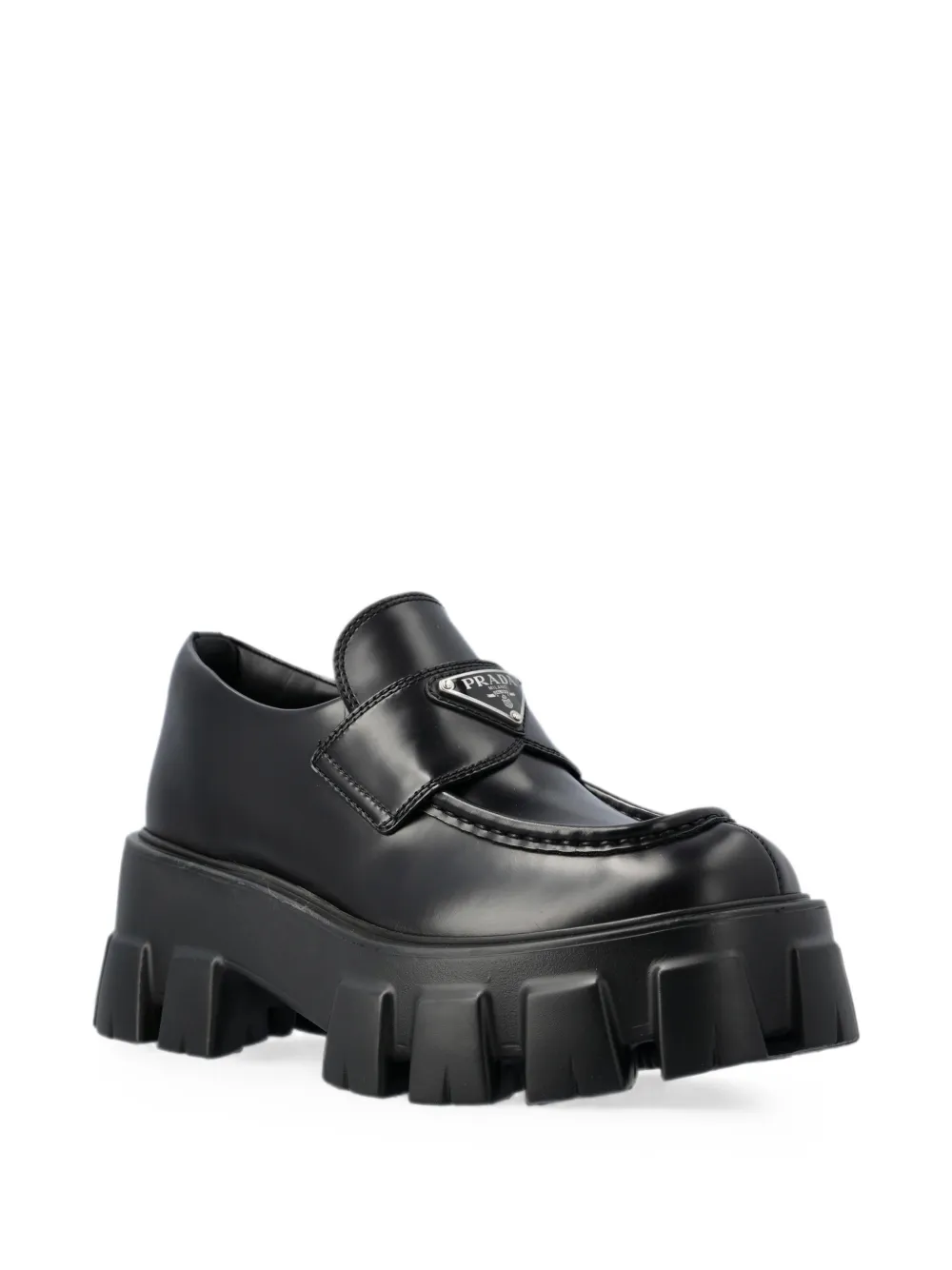 Prada Monolith brushed leather loafers Zwart