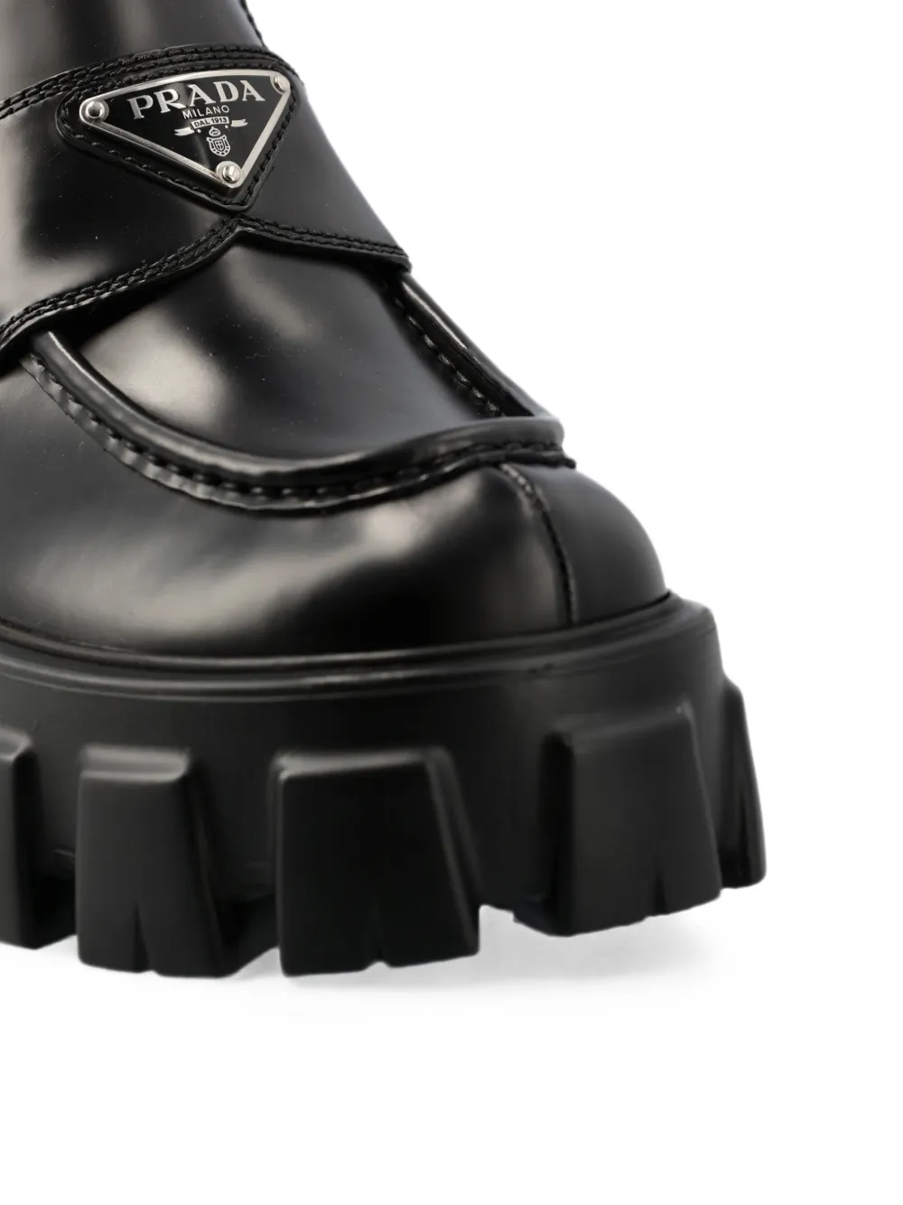 Prada Monolith brushed leather loafers Zwart