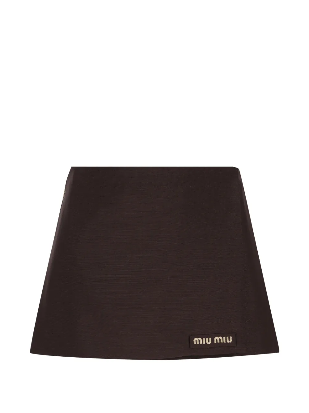 Miu Miu logo-patch wrap skirt - Marrone