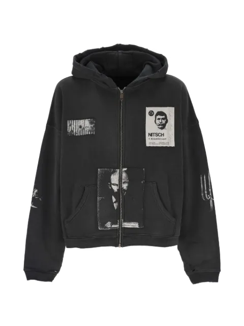 Enfants Riches Déprimés patchwork-print zip-up hoodie