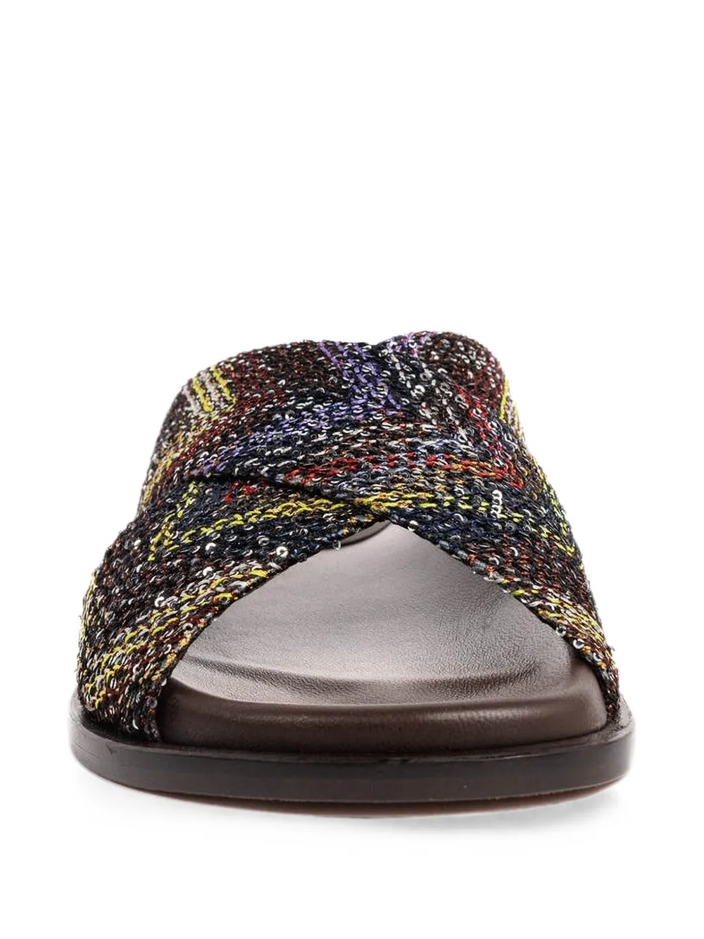 Missoni zigzag-knit cross-strap flat sandals Bruin