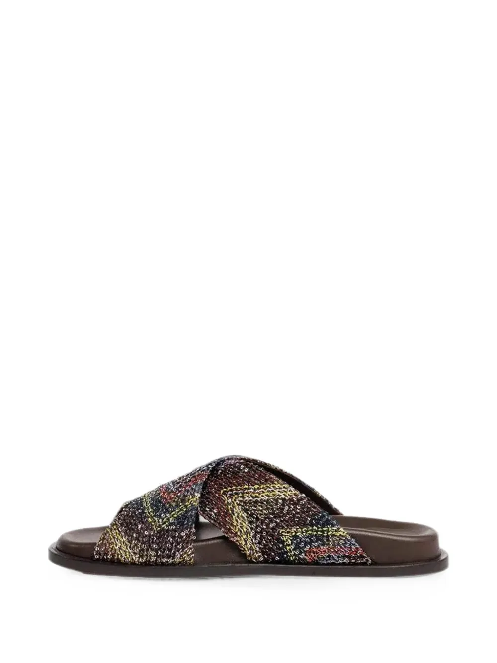 Missoni zigzag-knit cross-strap flat sandals Bruin