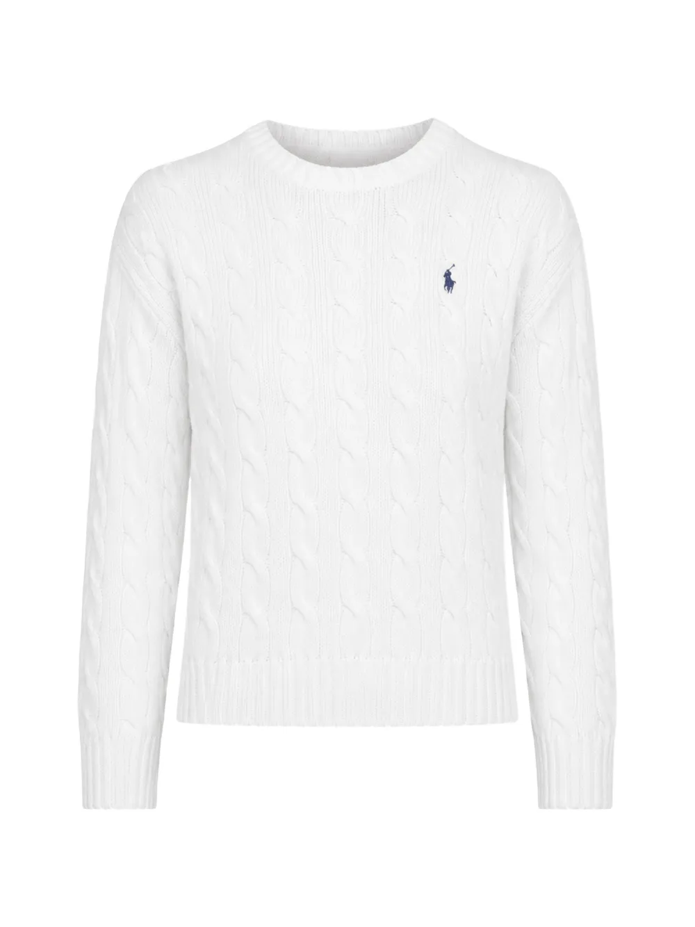 Polo Ralph Lauren cable-knit logo-embroidered cotton jumper - Bianco