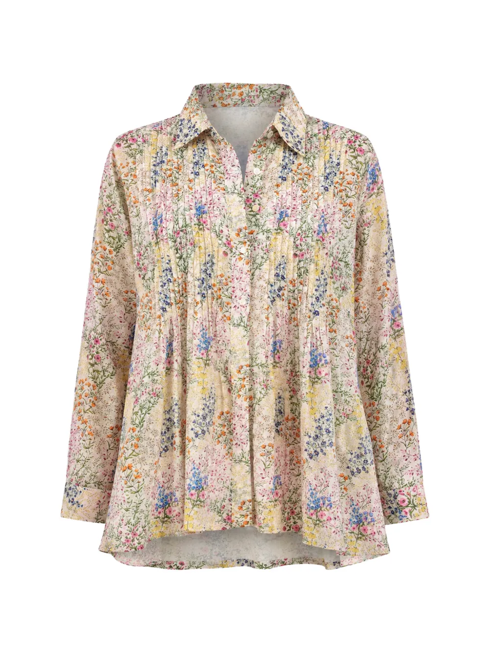Dhaari floral-print pintuck-detail shirt - Nude