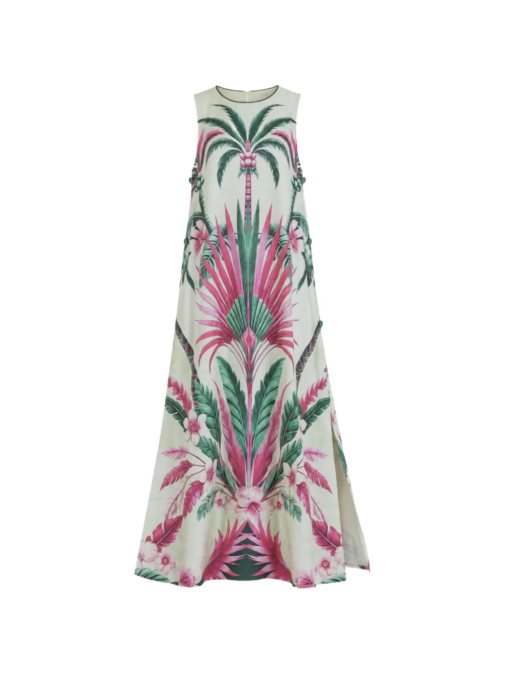 F.R.S For Restless Sleepers Penelope palm-print silk maxi dress - Toni neutri