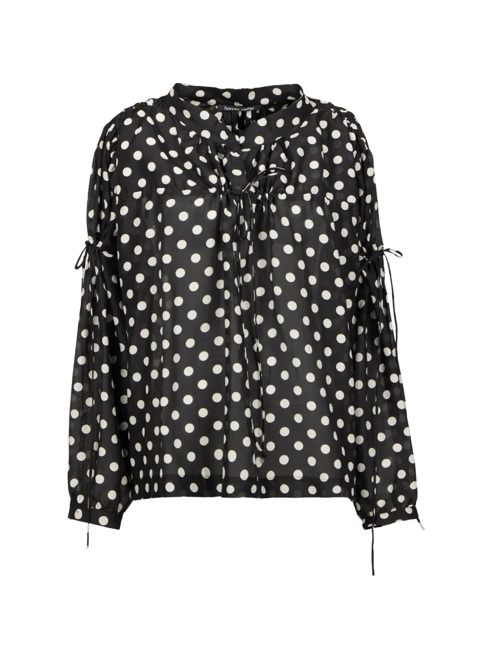 Hannes Roether polka-dot drawstring blouse - Nero