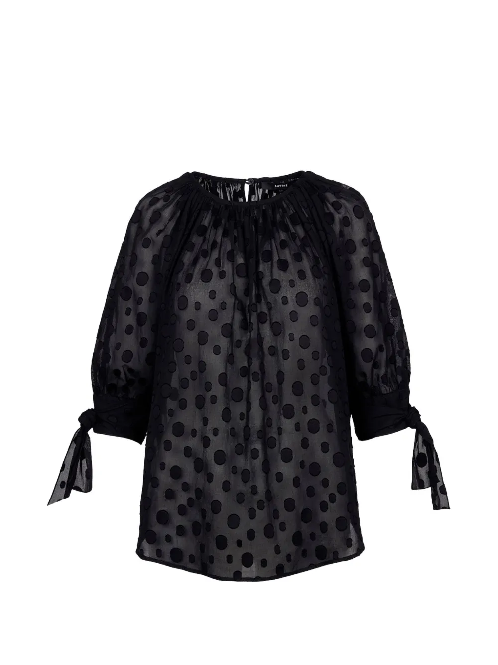 Smythe Polka-dot Tie-sleeve Blouse In Black