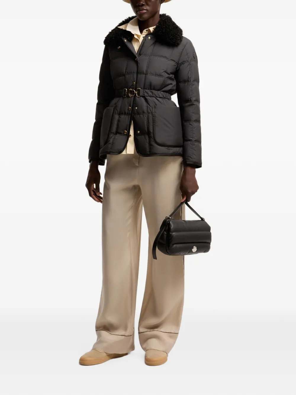 Moncler Cygnes donsjack met ceintuur Zwart