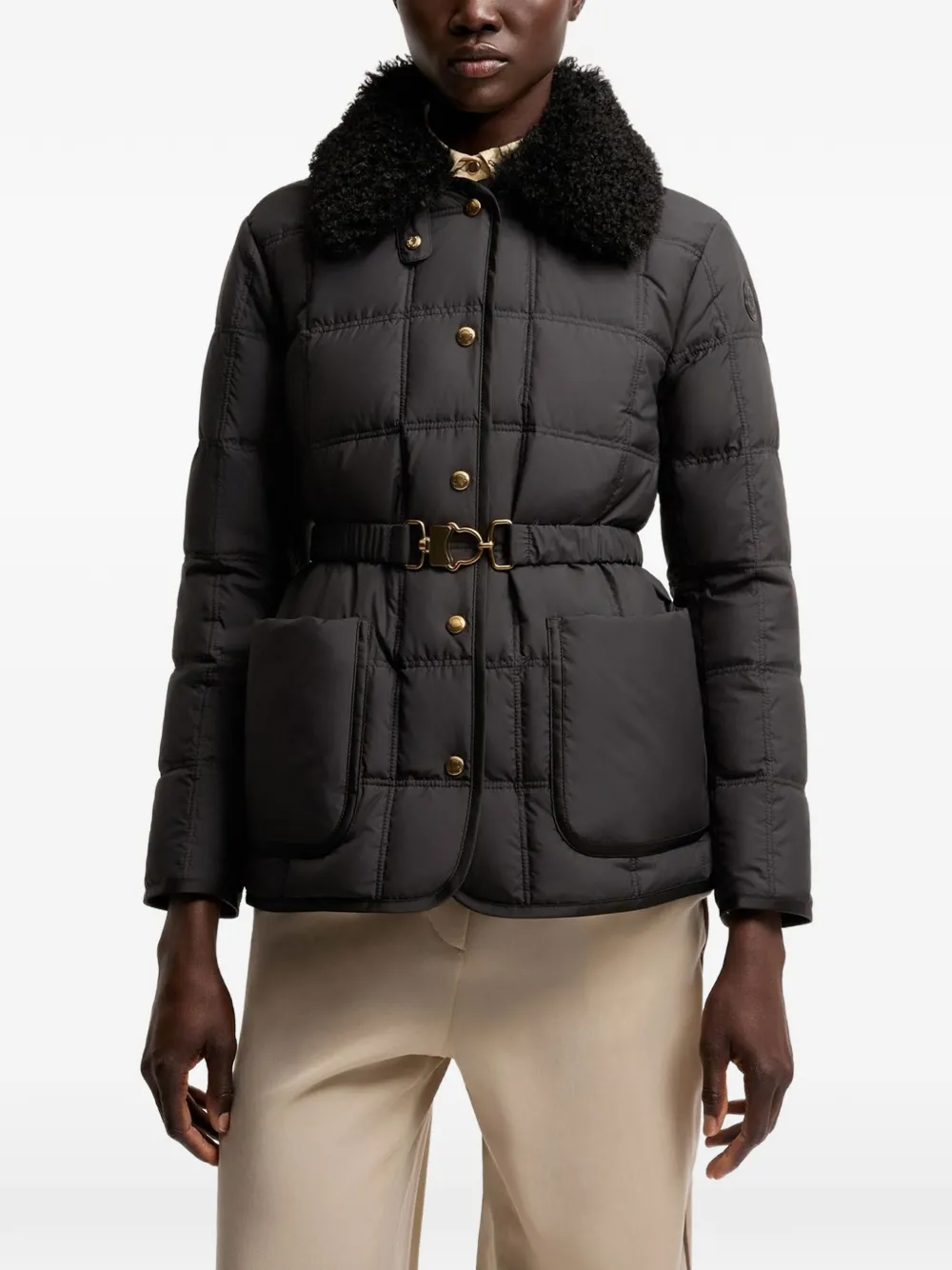 Moncler Cygnes donsjack met ceintuur Zwart