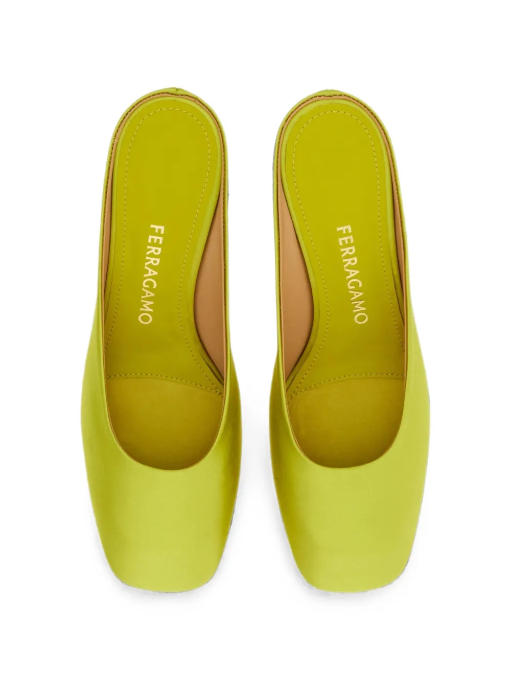 Ferragamo Muiltjes met sculpturale hak Groen