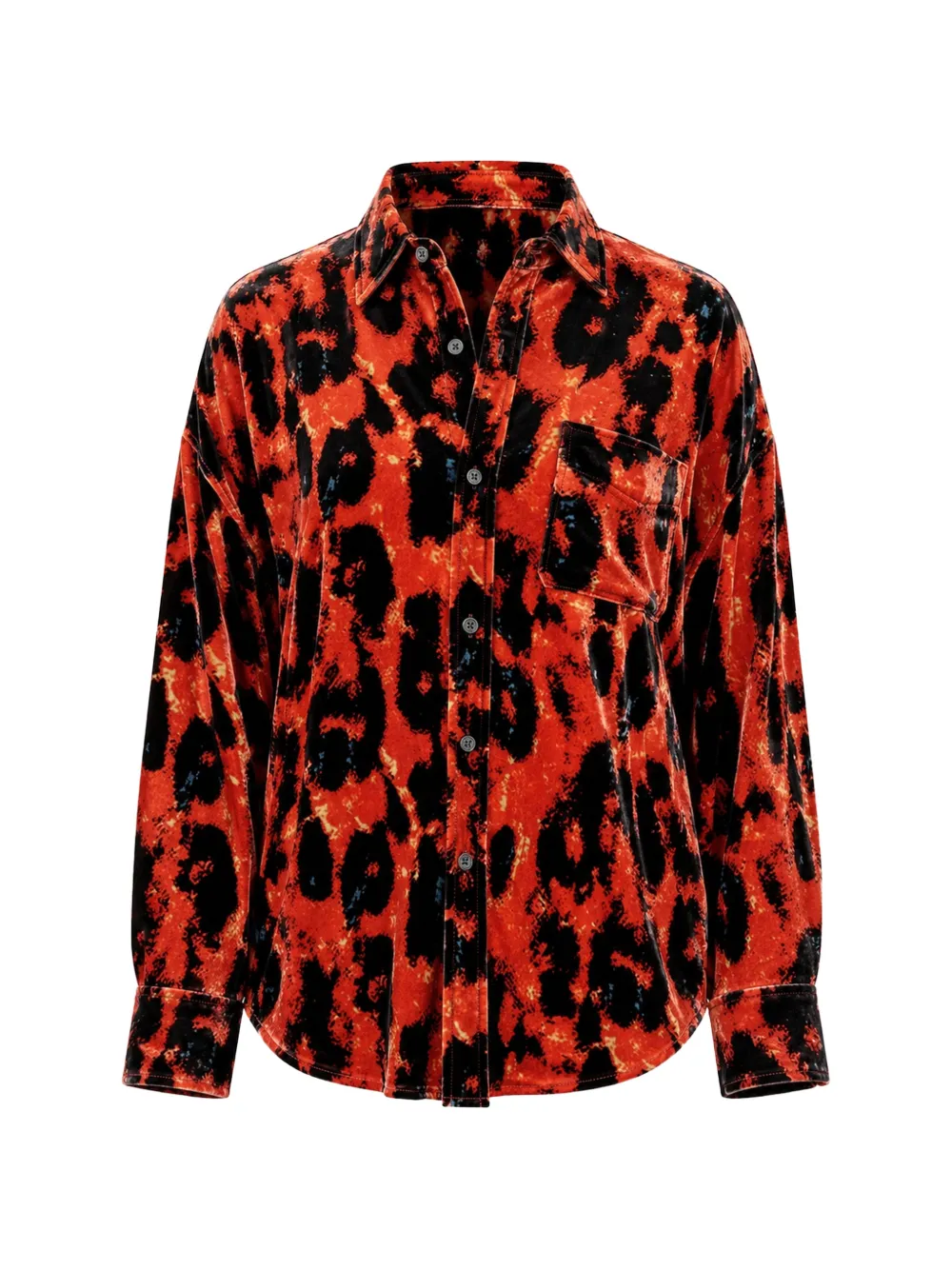 R13 leopard-print drop-neck shirt - Rosso