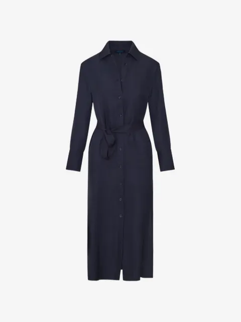 PATRICK ASSARAF long-sleeve belted midi shirt dress