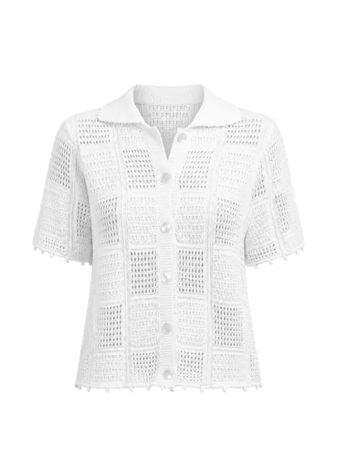 Autumn Cashmere patchwork bobble-trim shirt