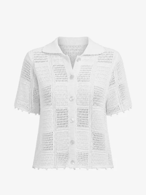 Autumn Cashmere patchwork bobble-trim shirt