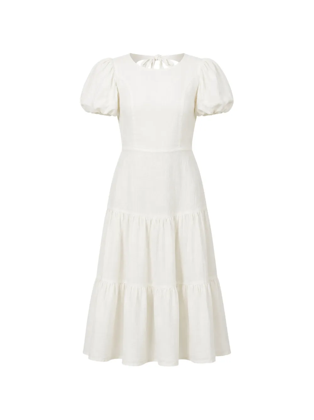 THE NEW SOCIETY Cala tiered puff-sleeve midi dress - Bianco