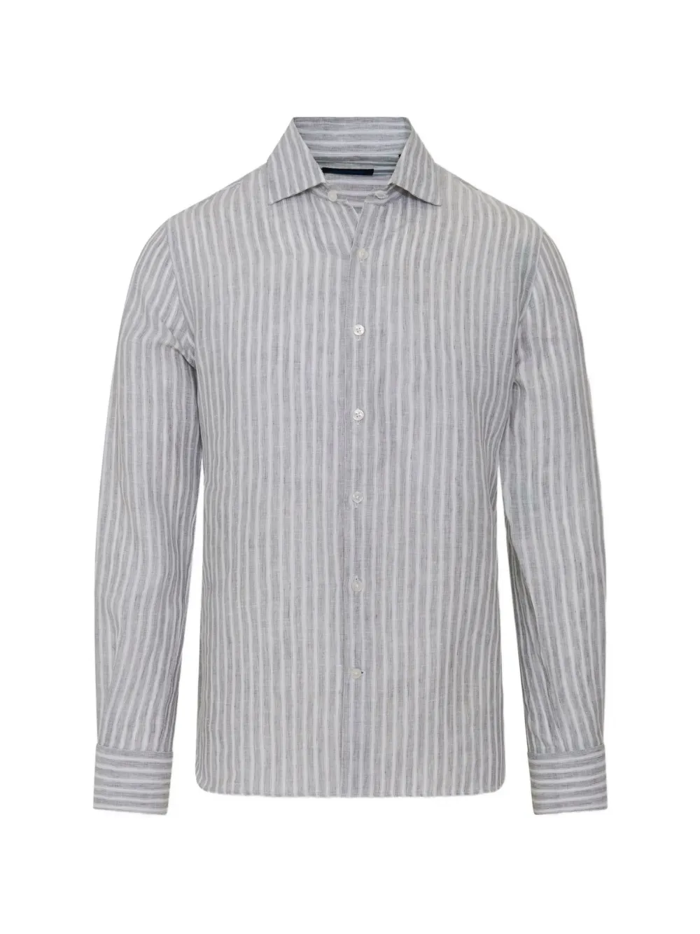 Patrick Assaraf Striped Long-sleeve Shirt In Gray