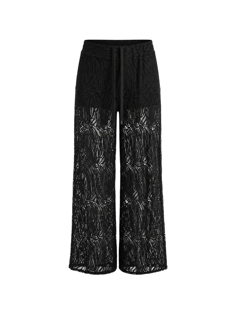 La Haine Inside Us lace-pattern palazzo pants - Nero