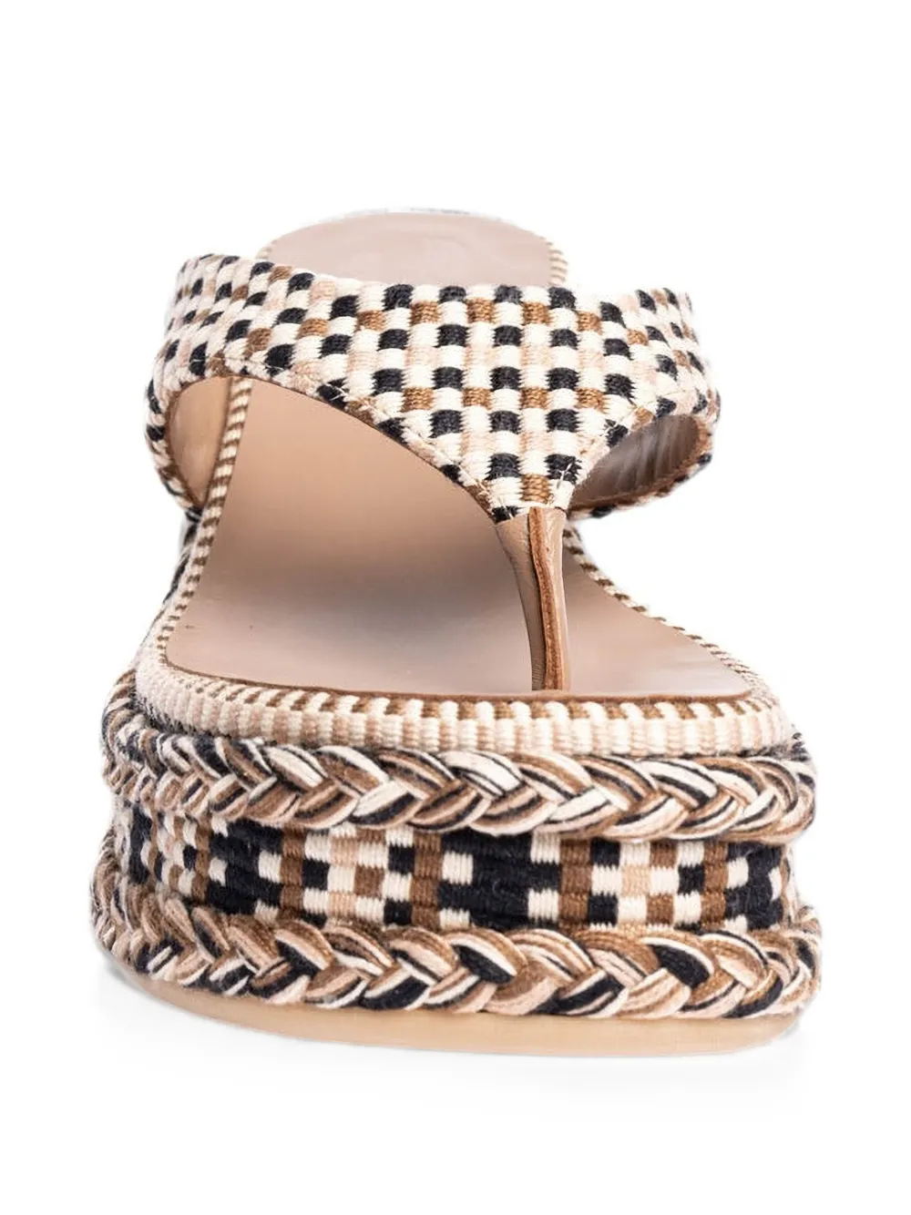 AMAMBAIH Ramona geweven sandalen met plateauzool Beige
