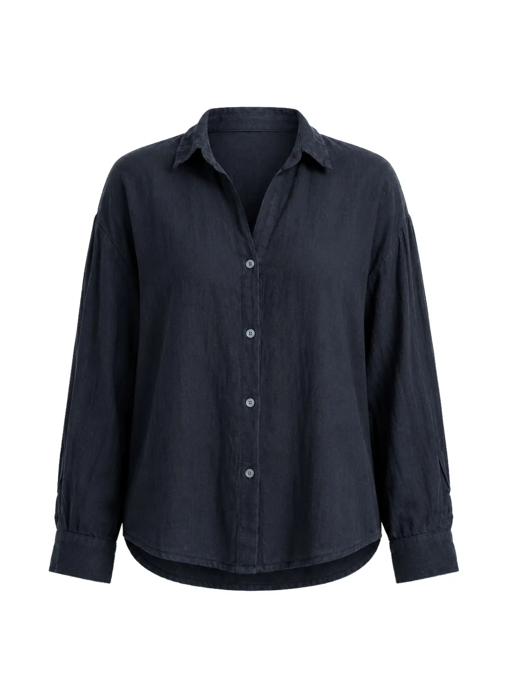 Velvet button-down linen shirt - Blu