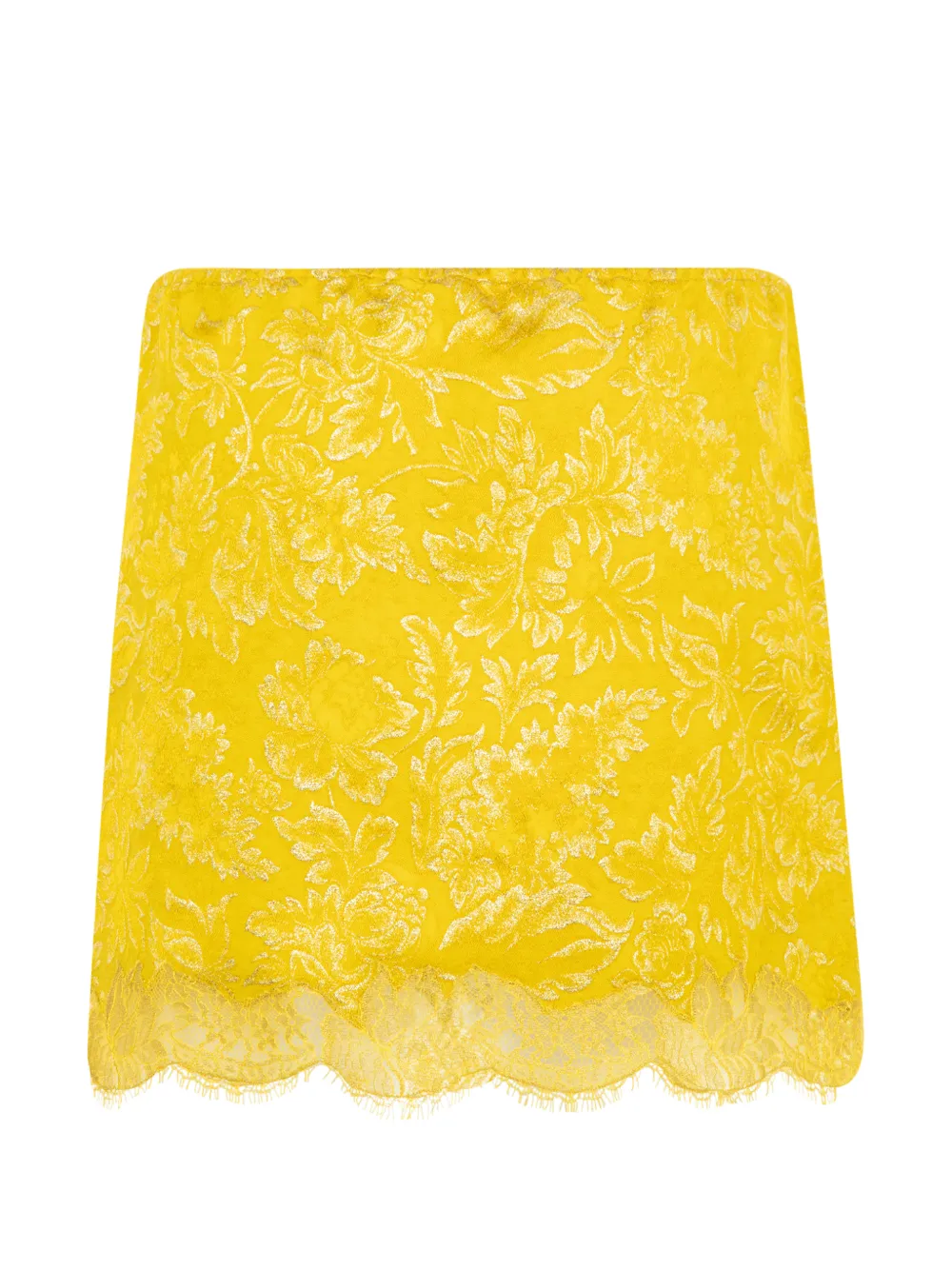 Saint Laurent Baroque mini-rok met jacquard en kant Geel
