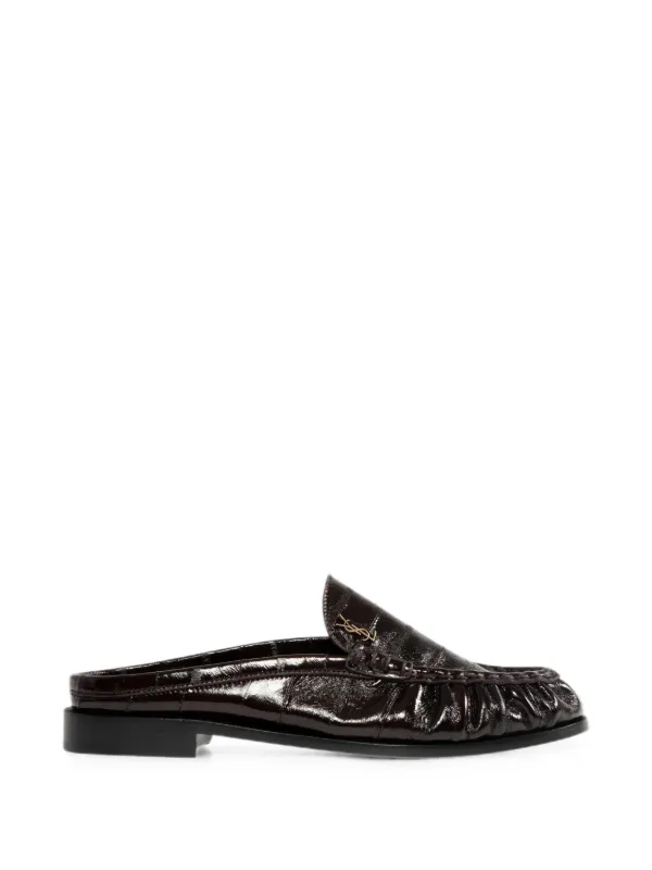 Saint Laurent Le Loafer Flat Mules in Brown