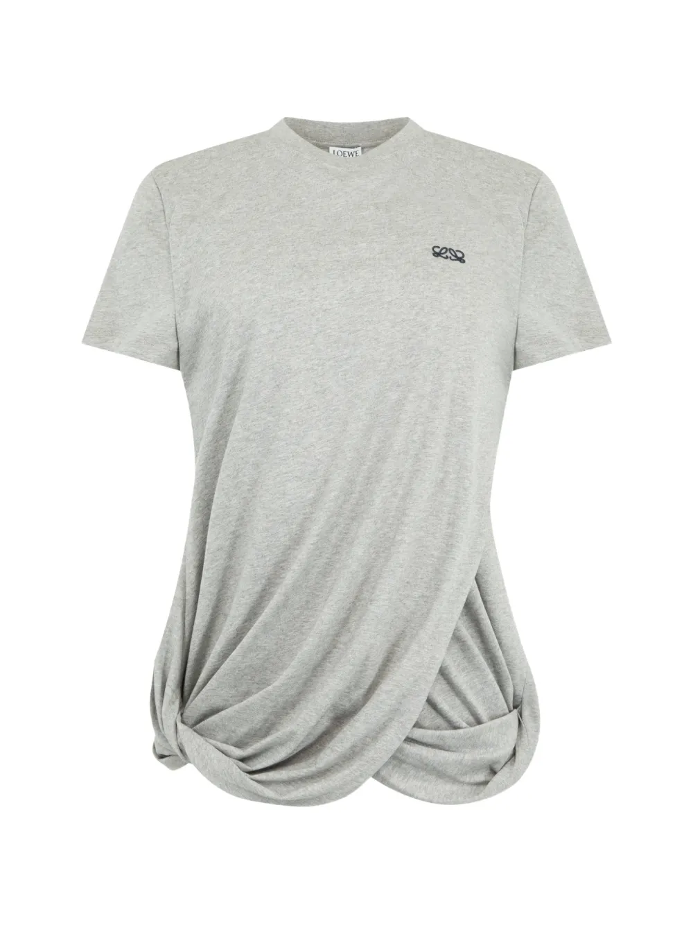 LOEWE anagram-embroidered draped T-shirt - Grigio