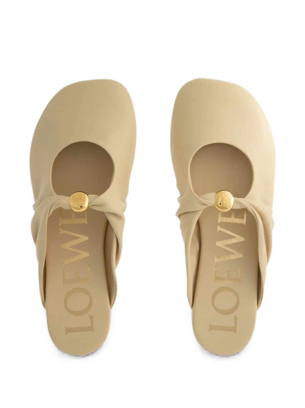 LOEWE Pebble gesmockte muiltjes Beige
