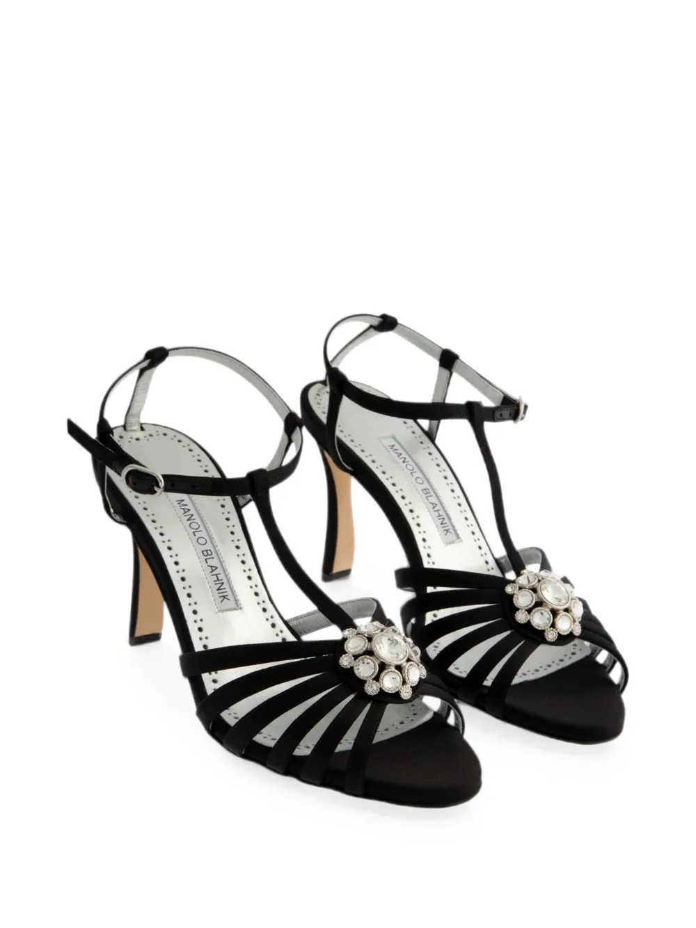 Manolo Blahnik Fulcon crystal-embellished satin sandals Zwart