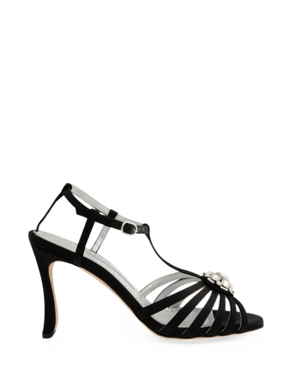 Manolo Blahnik Fulcon crystal-embellished satin sandals Zwart