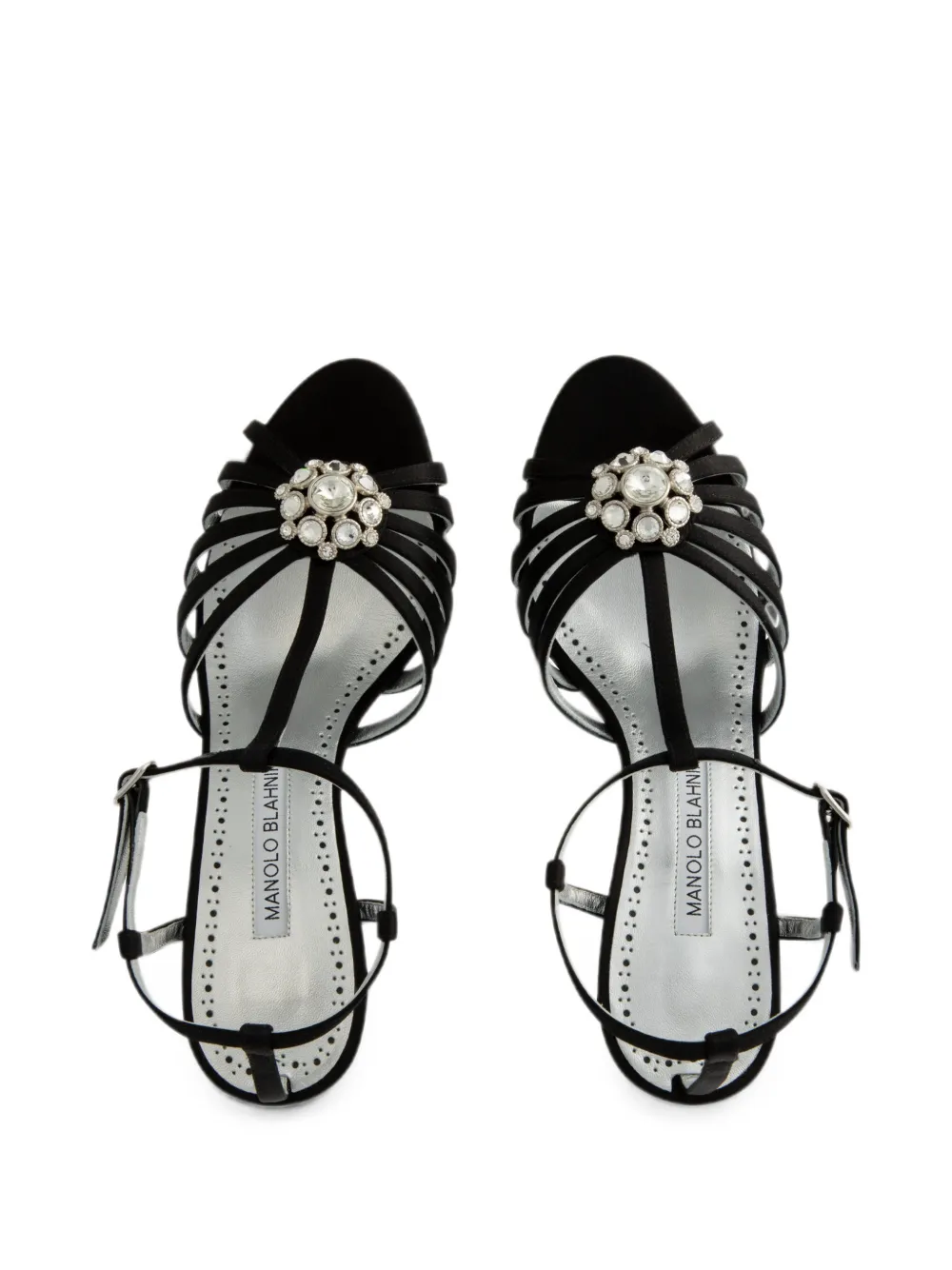 Manolo Blahnik Fulcon crystal-embellished satin sandals Zwart