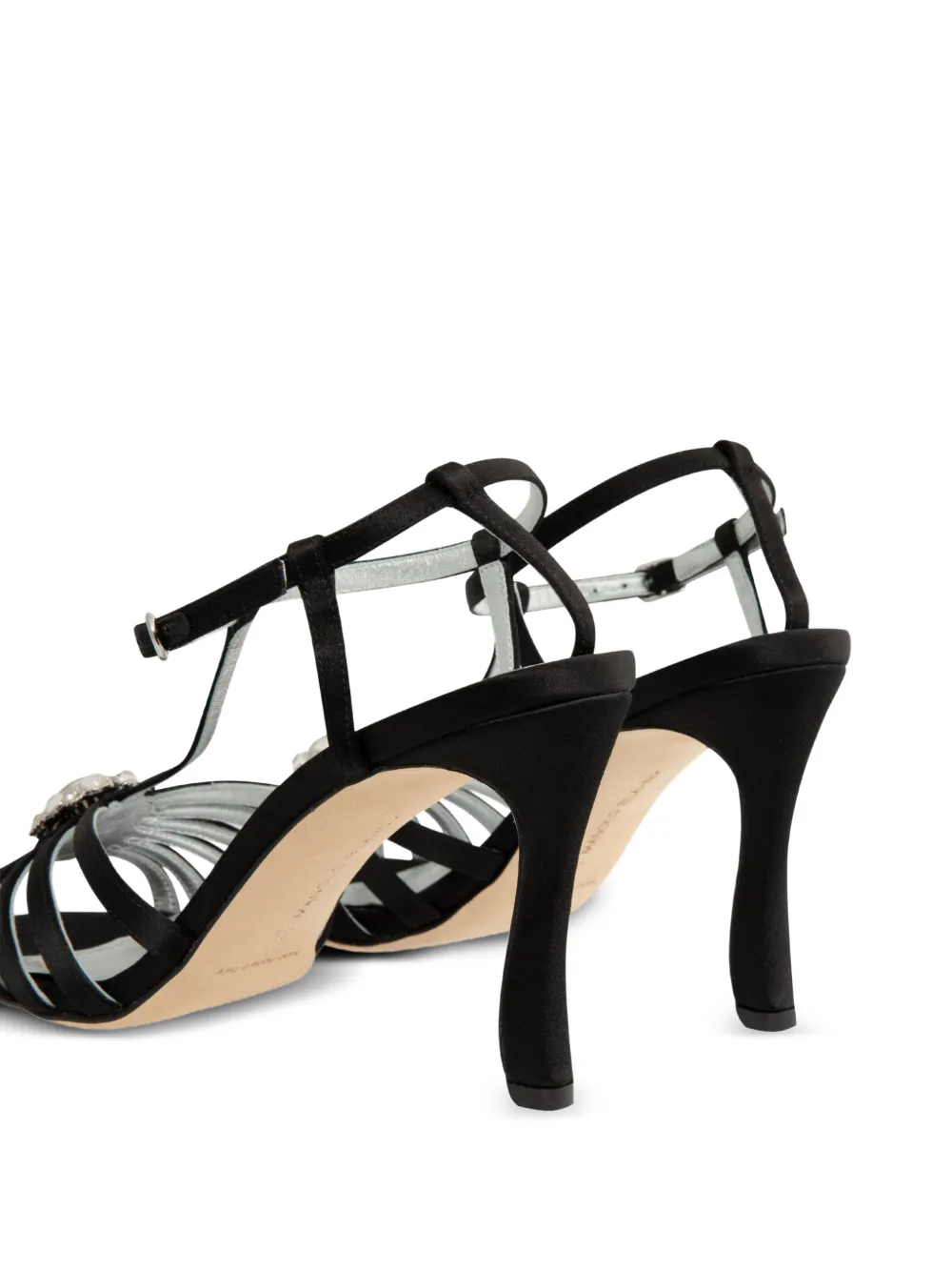 Manolo Blahnik Fulcon crystal-embellished satin sandals Zwart