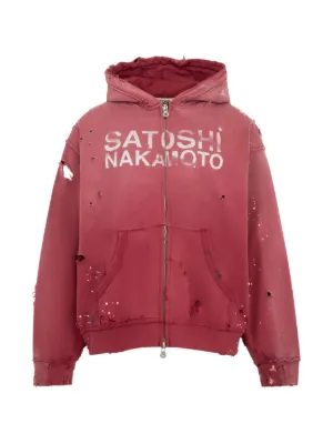AMIRI Studded zip-up Hoodie | Red | FARFETCH