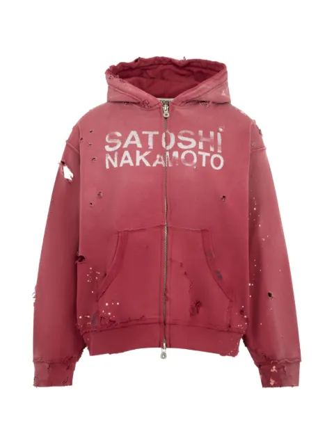 SATOSHI NAKAMOTO Moletom de capuz Luke com efeito destroyed e logo