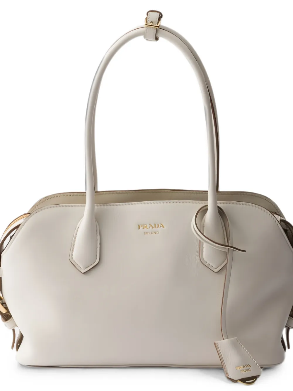 Prada Medium Signet schoudertas met logoprint Beige