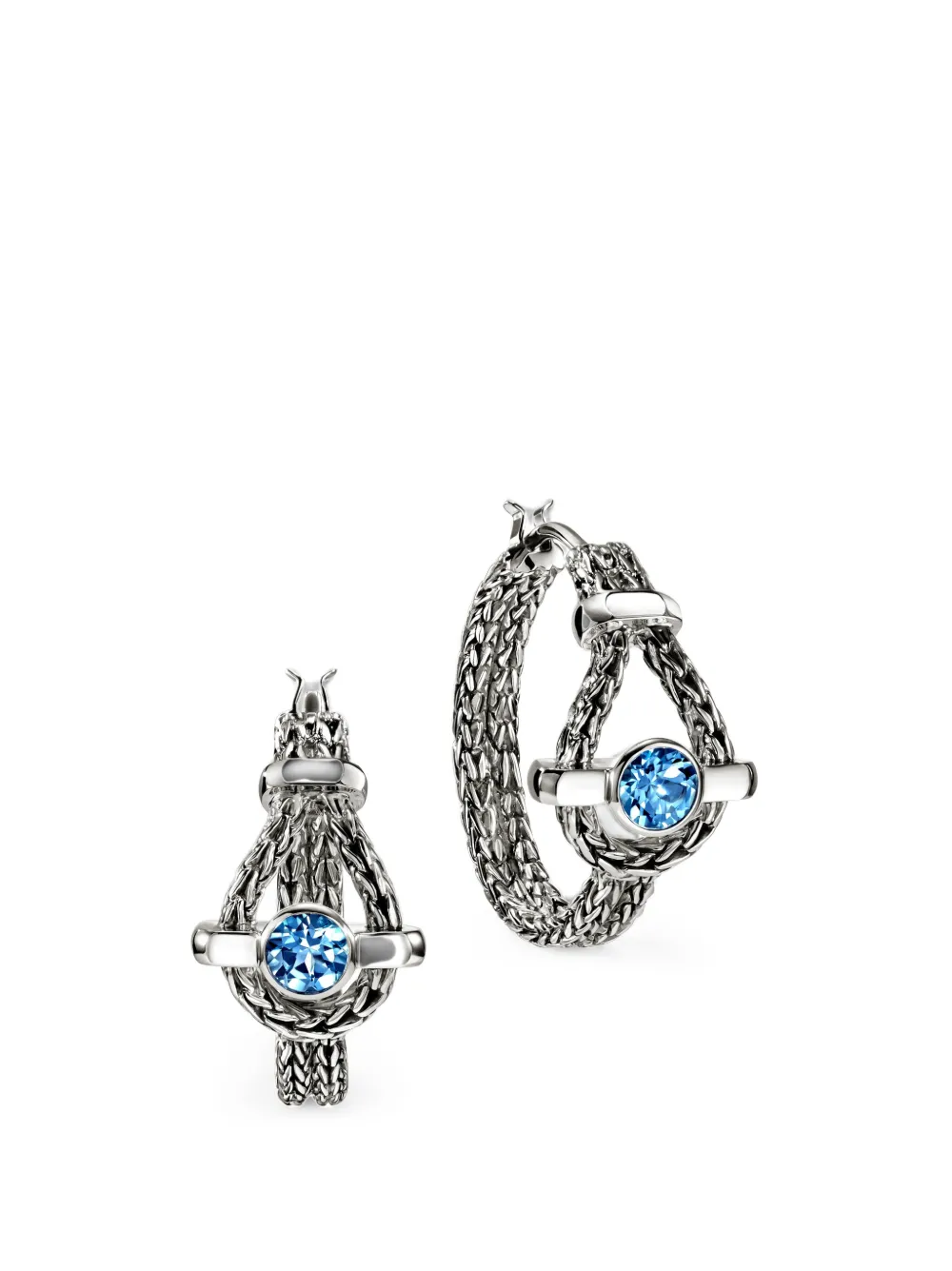 John Hardy Icon Creolen mit blauem Topas - Silber