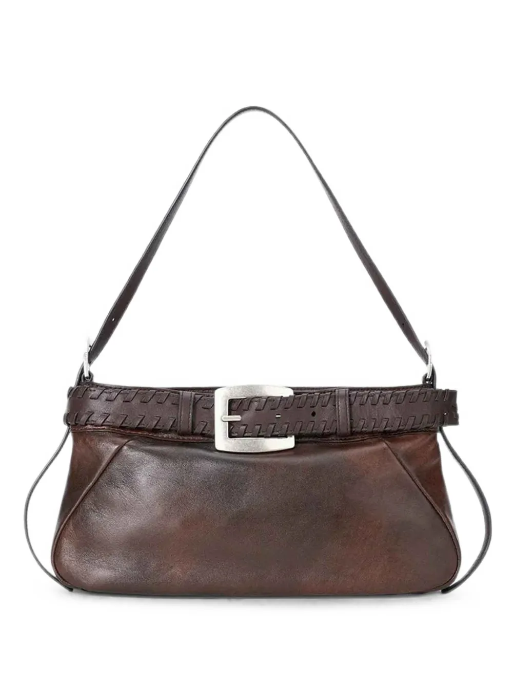 STAUD Brooklyn buckled leather shoulder bag - Marrone