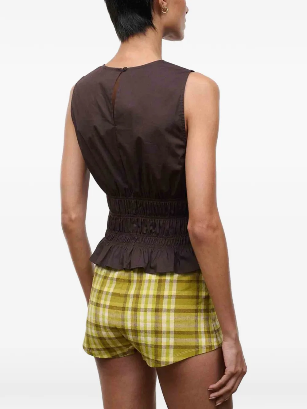 STAUD Culver shirtjack met ruches Bruin