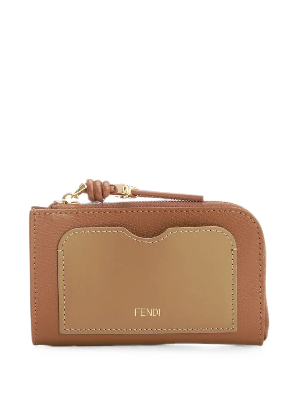 FENDI FF Diamonds leather card holder - Marrone