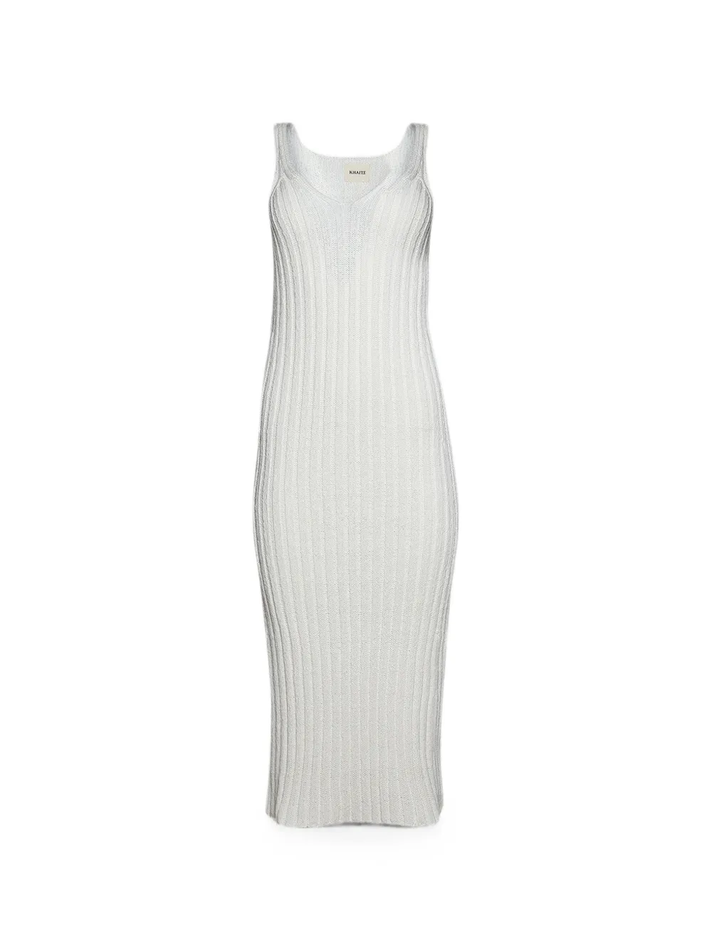 KHAITE Val ribbed-knit midi dress Wit