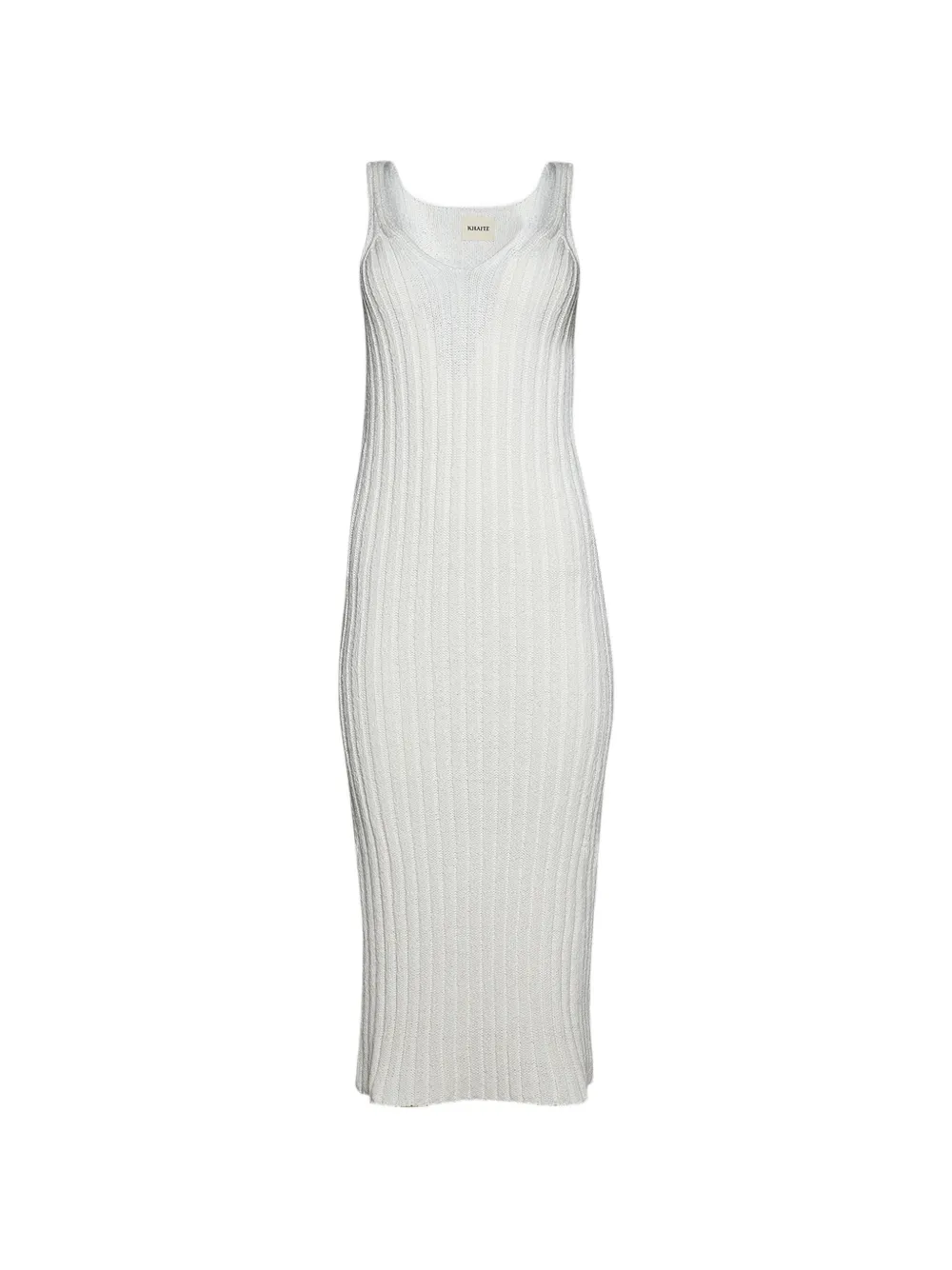 KHAITE Val ribbed-knit midi dress Wit