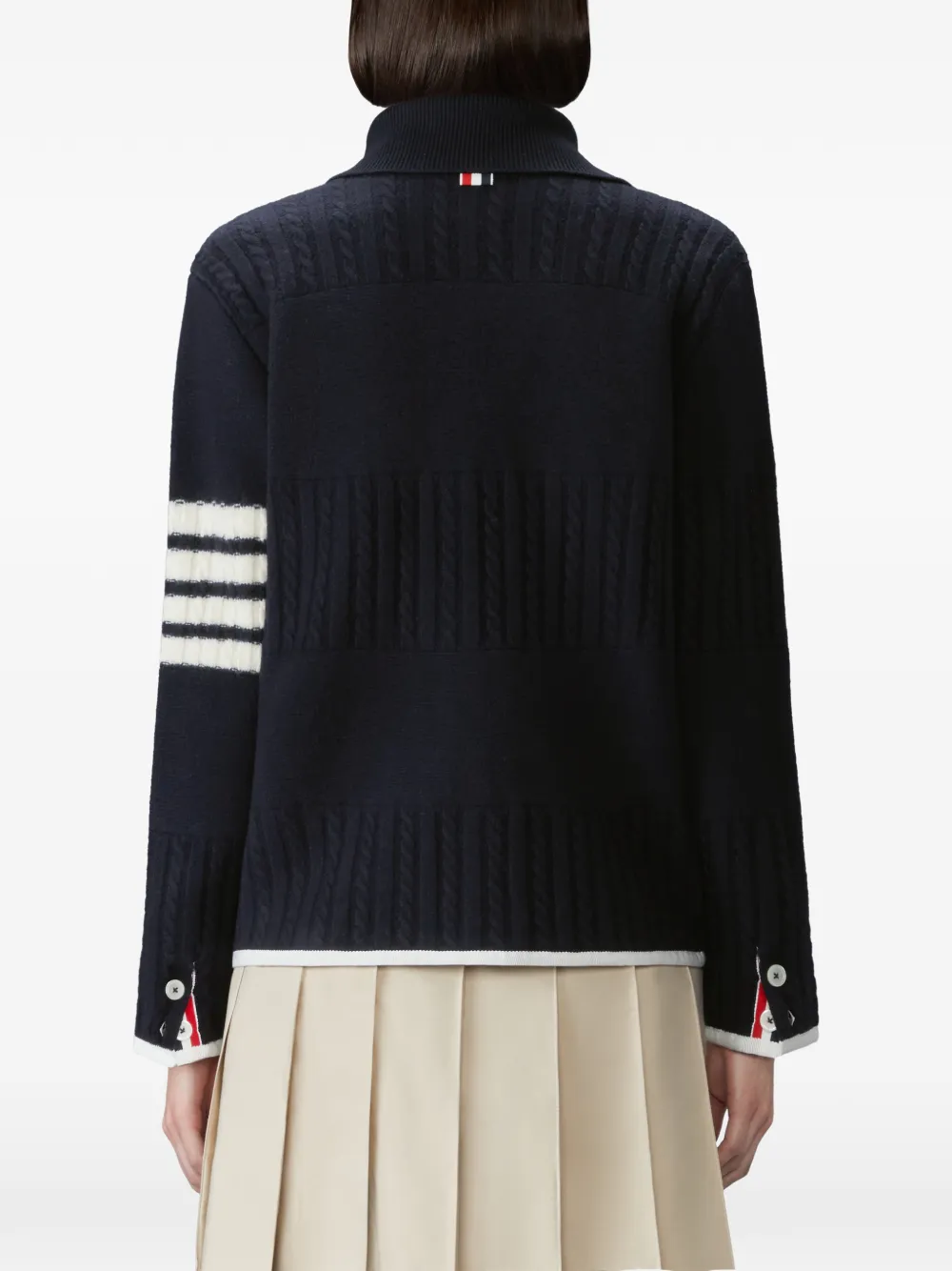 Thom Browne 4-Bar Rugby Milano vest van merinowol met stiksels Blauw
