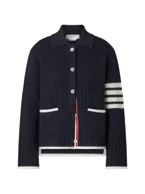 Thom Browne 4-Bar Rugby Milano cardigan i merinould med syninger