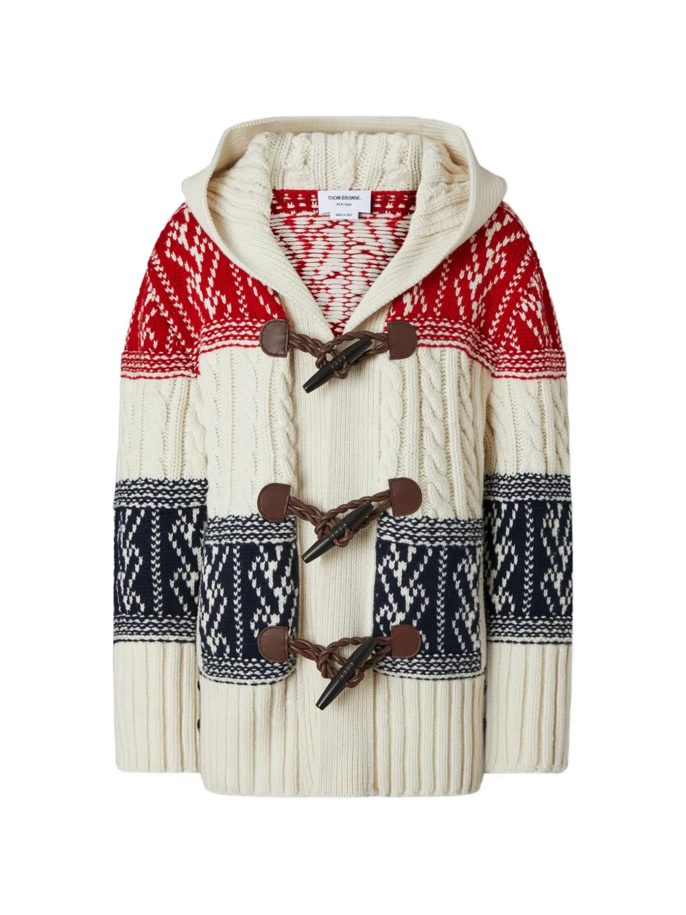 Thom Browne Piumino chunky Fair Isle in cashmere jacquard - Bianco