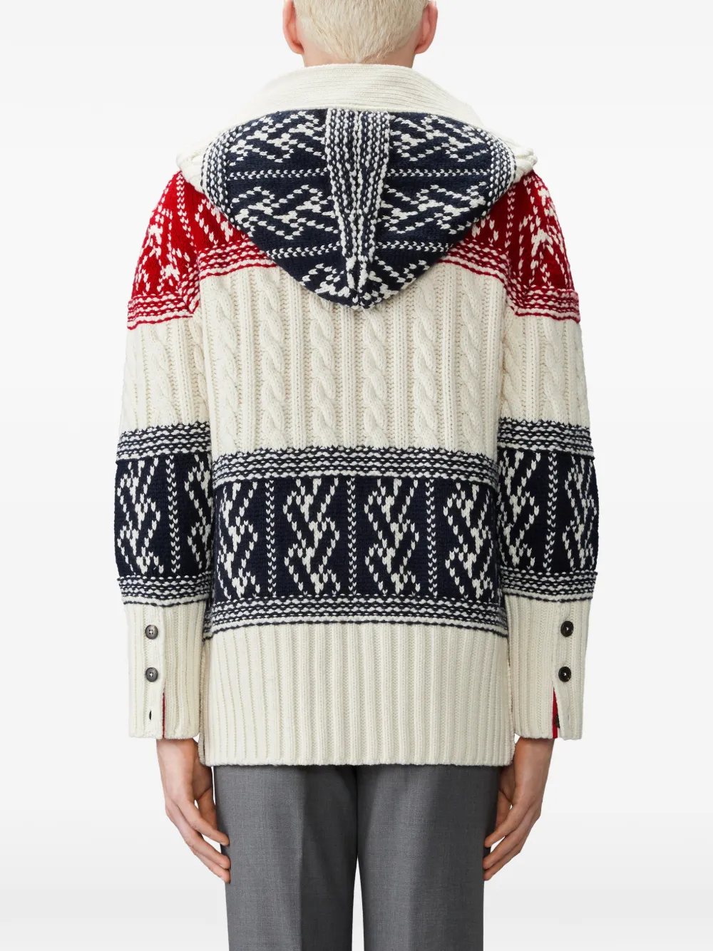 Thom Browne Chunky kasjmier Fair Isle duffeljack met jacquard Wit