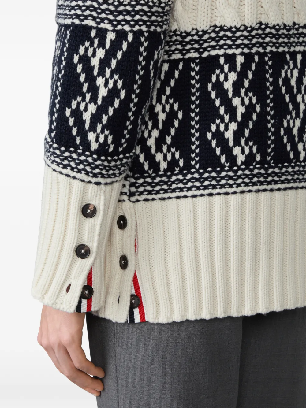 Thom Browne Chunky kasjmier Fair Isle duffeljack met jacquard Wit