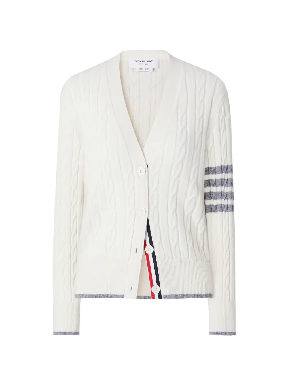 Thom Browne cashmere 4-bar baby cable stitch cardigan - Neutrals