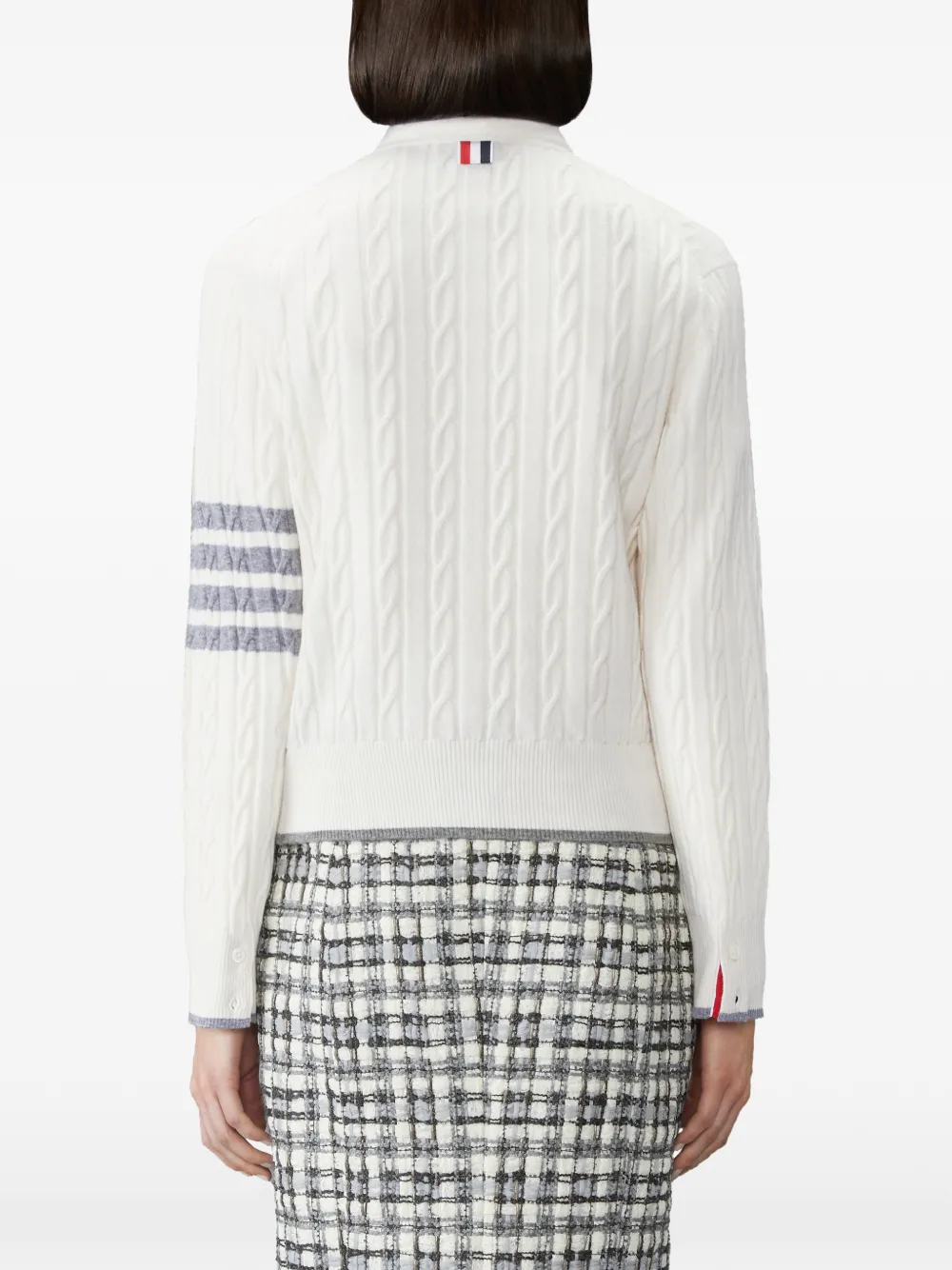 Thom Browne Kasjmier Baby vest met kabelstiksels en vier strepen Beige
